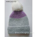 Slouchy Knit Warm Cuffed Cap Striped Winter Beanie